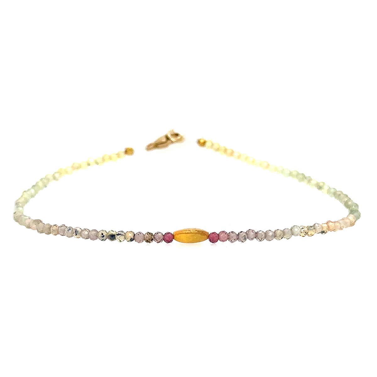 Pastel Rainbow Sapphire + 18k Rice Accent Strand Bracelet