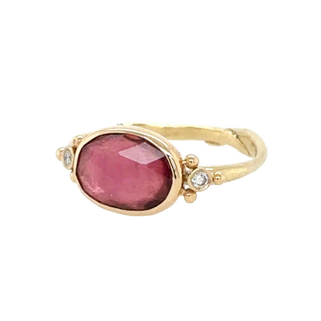 14k Pink Tourmaline Ring with Diamonds