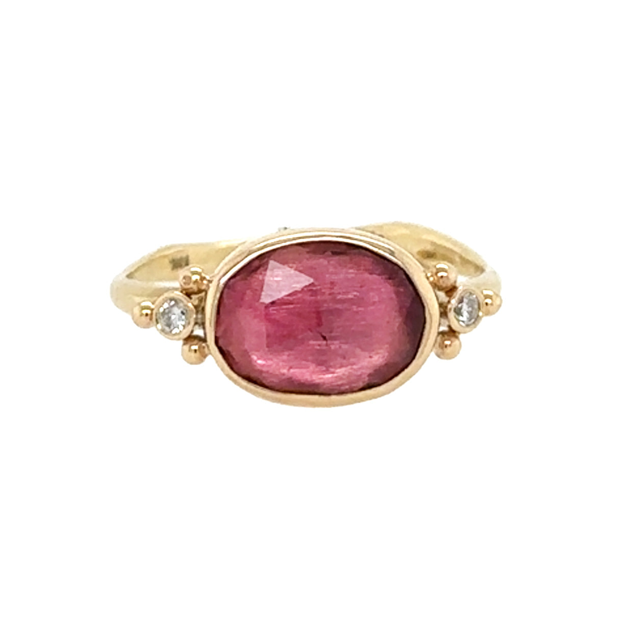 14k Pink Tourmaline Ring with Diamonds