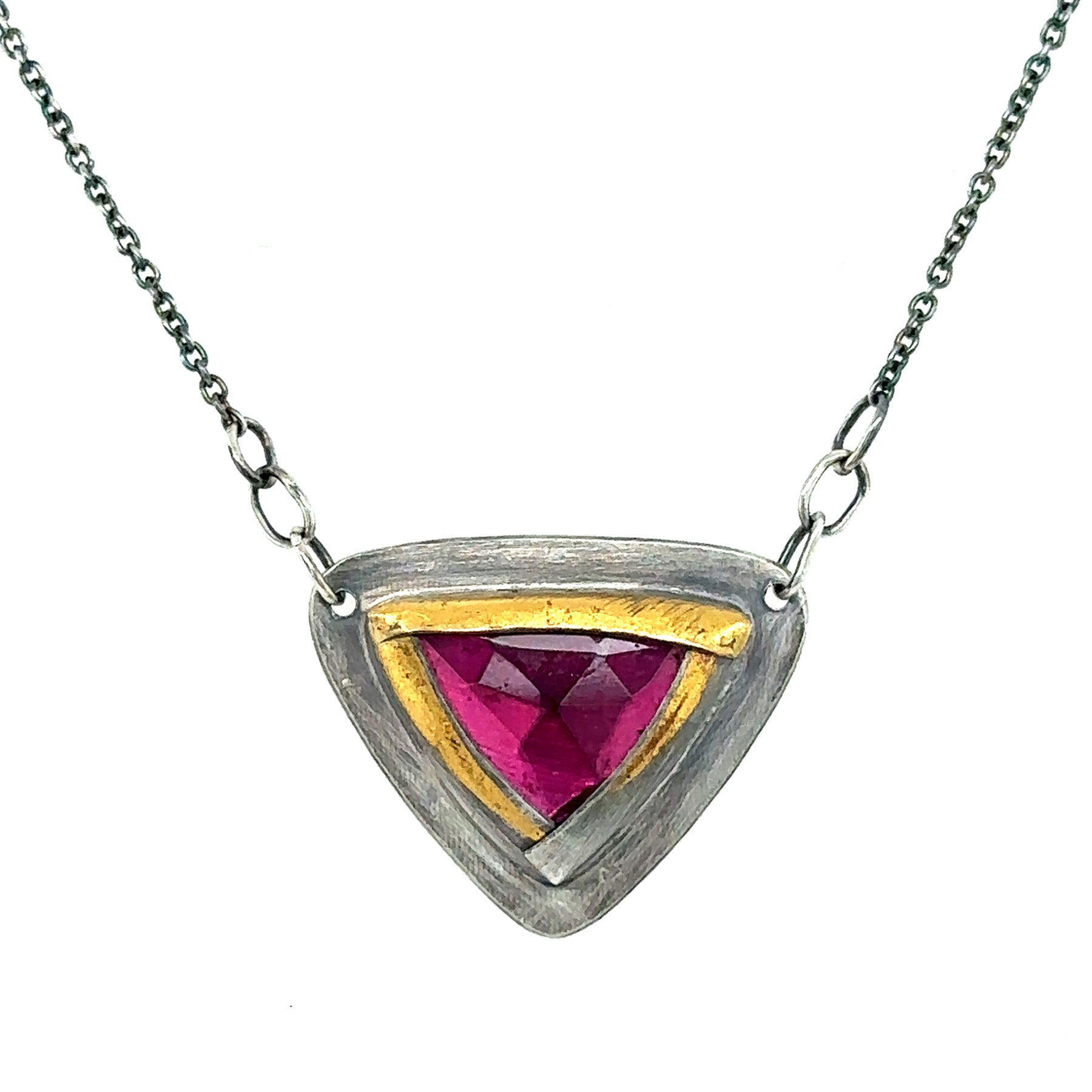Pink Tourmaline Trifold Keum-Boo Necklace