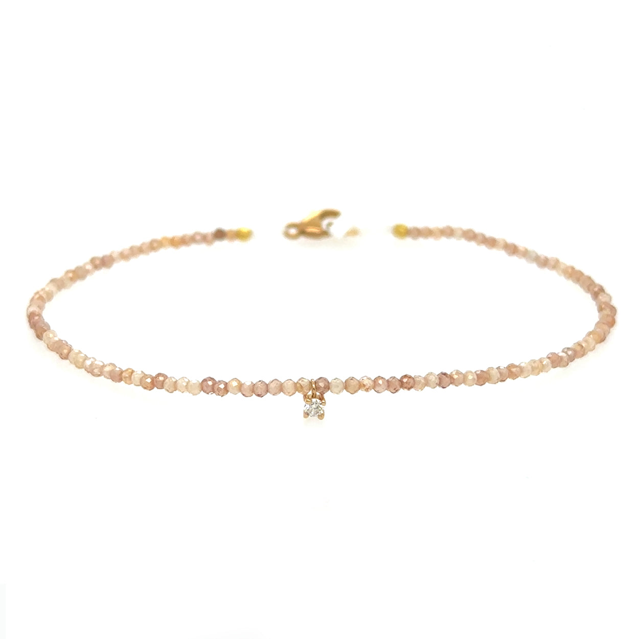 Zircon Bead Strand + Diamond Charm Bracelet