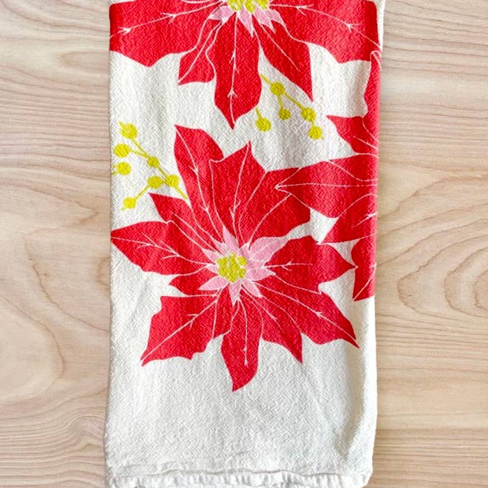 Poinsettia Tea Towel