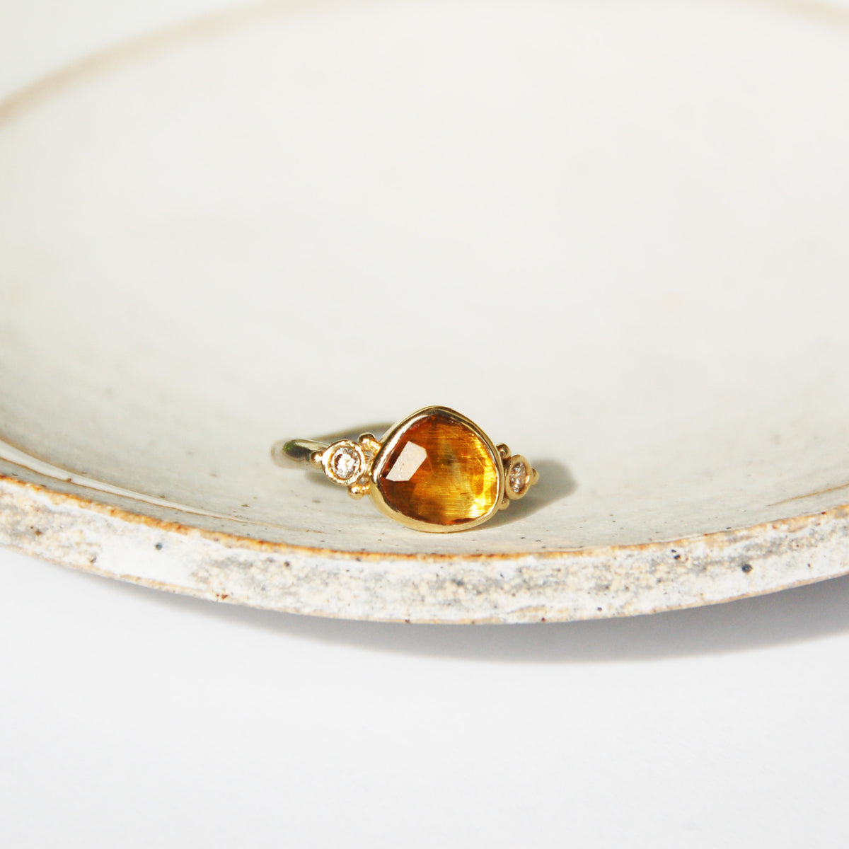 Abbi Golden Citrine Ring with Diamonds