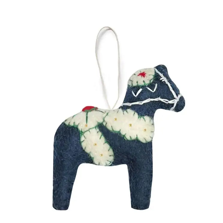 Navy Blue Dala Horse Ornament
