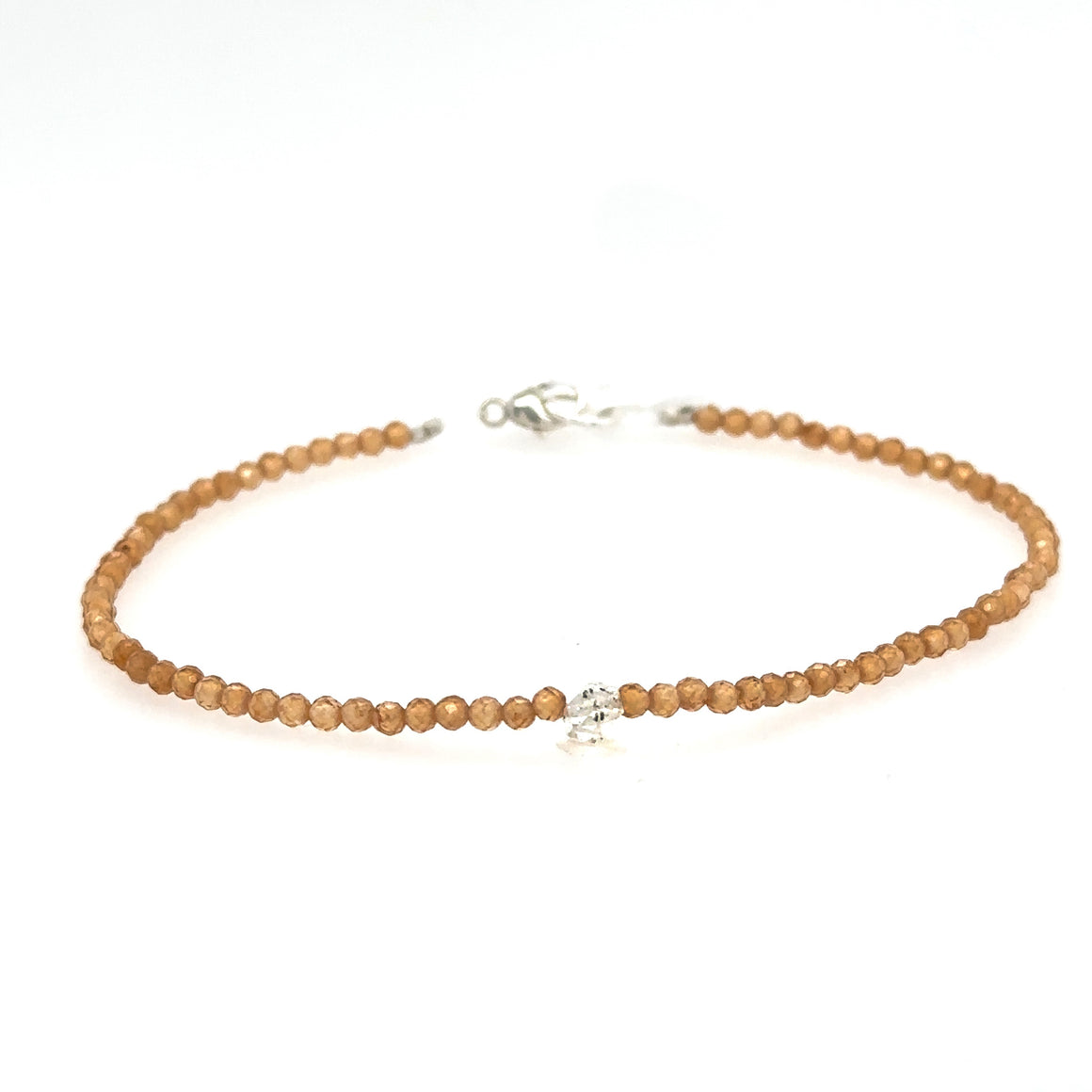 Amber Hessonite + Herkimer Bracelet