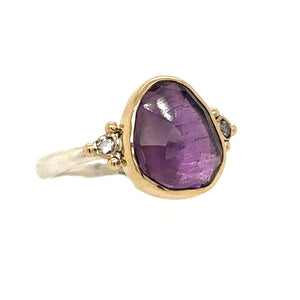 Amethyst + Diamonds Ring