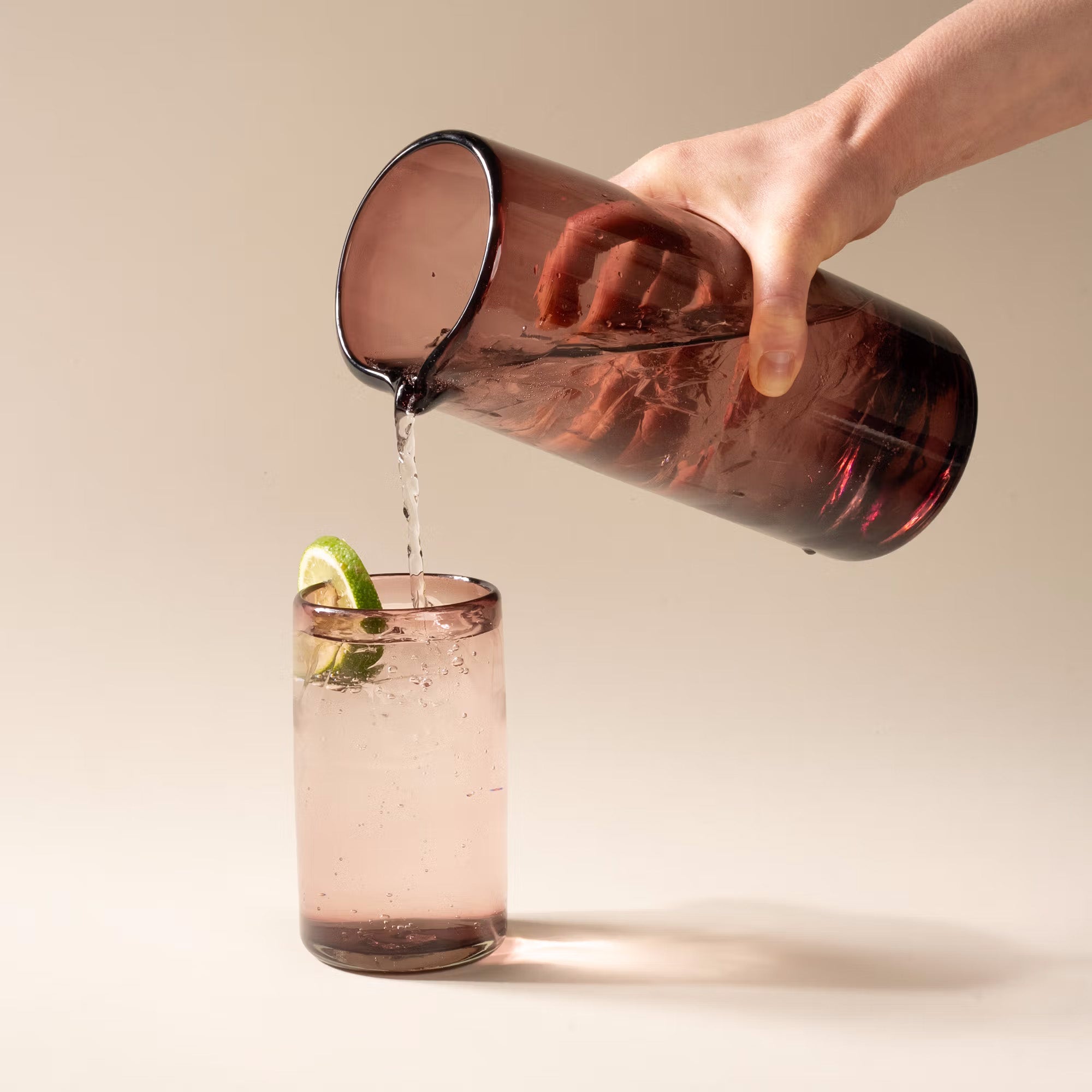 Recycled Handblown Glass Pitcher - Amethyst