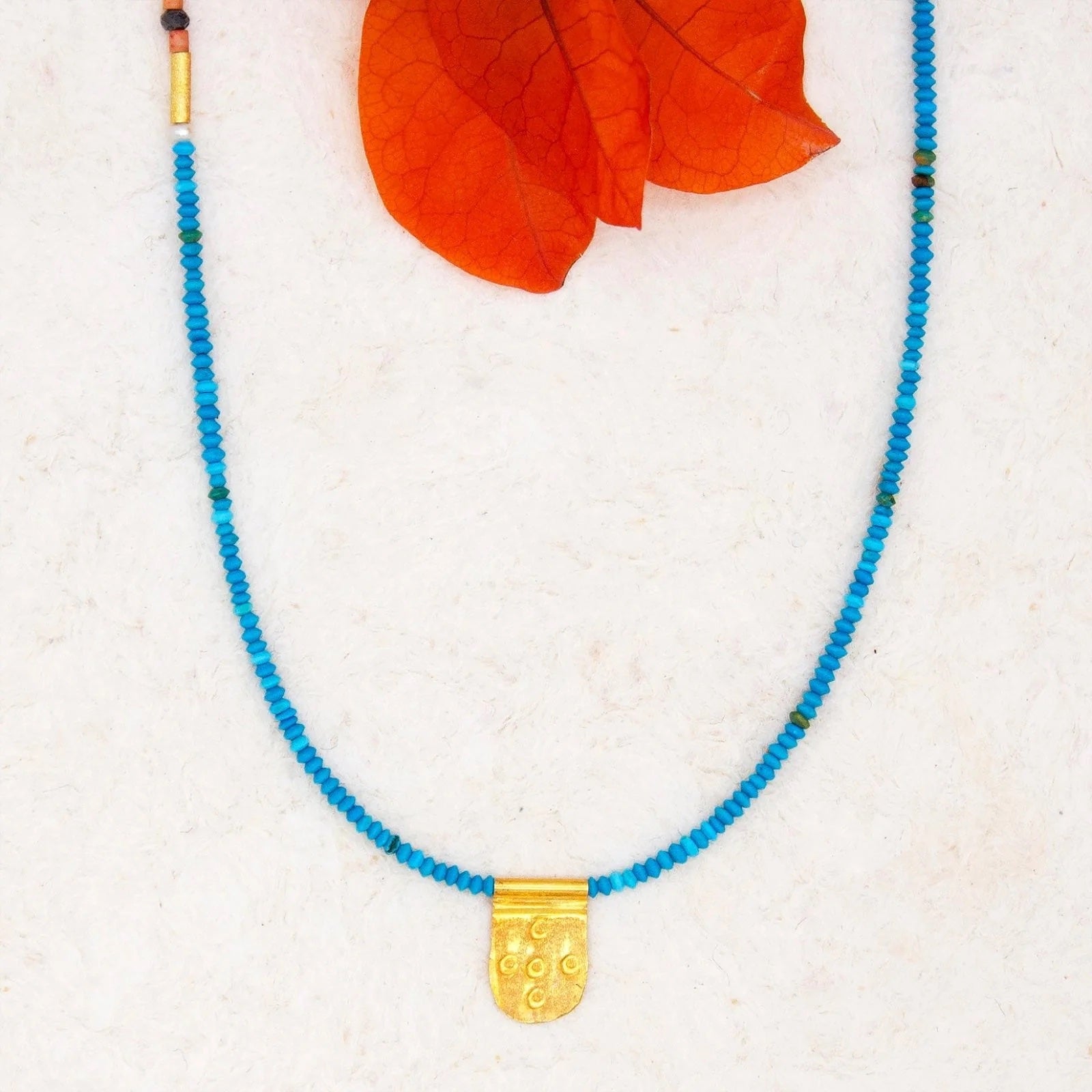 Antique Turquoise Talisman Necklace - Tiny Tab