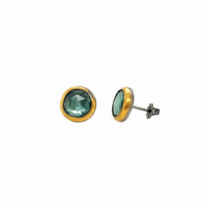 Sky Blue Kyanite Keum-Boo Fold Studs