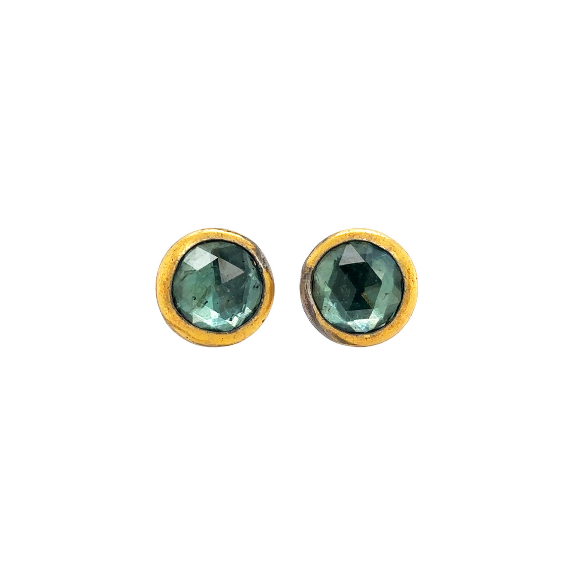 Sky Blue Kyanite Keum-Boo Fold Studs