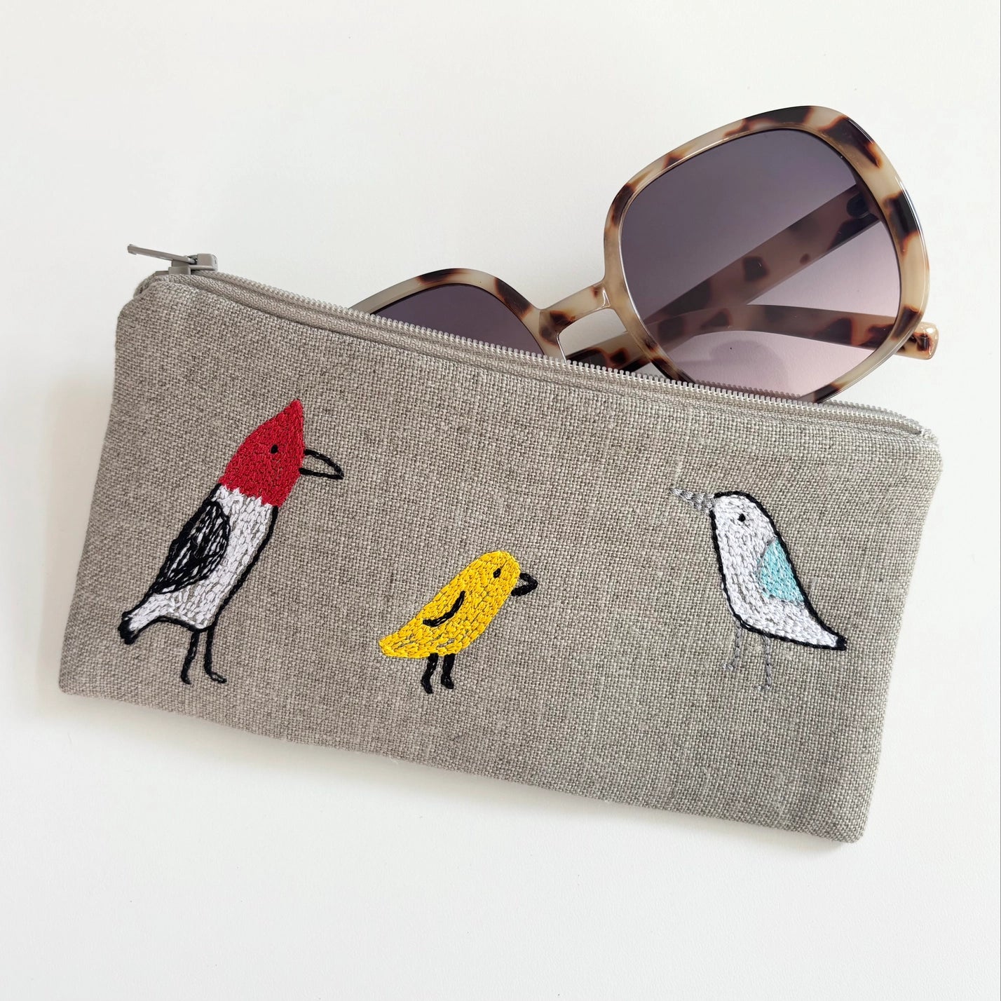 Small Embroidered Pouch - Birds