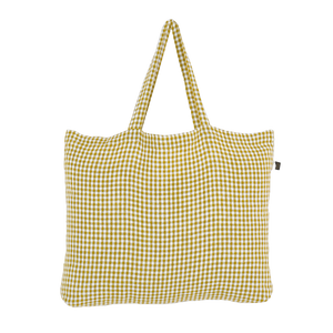 Linen Tote Bag - Citrus Check