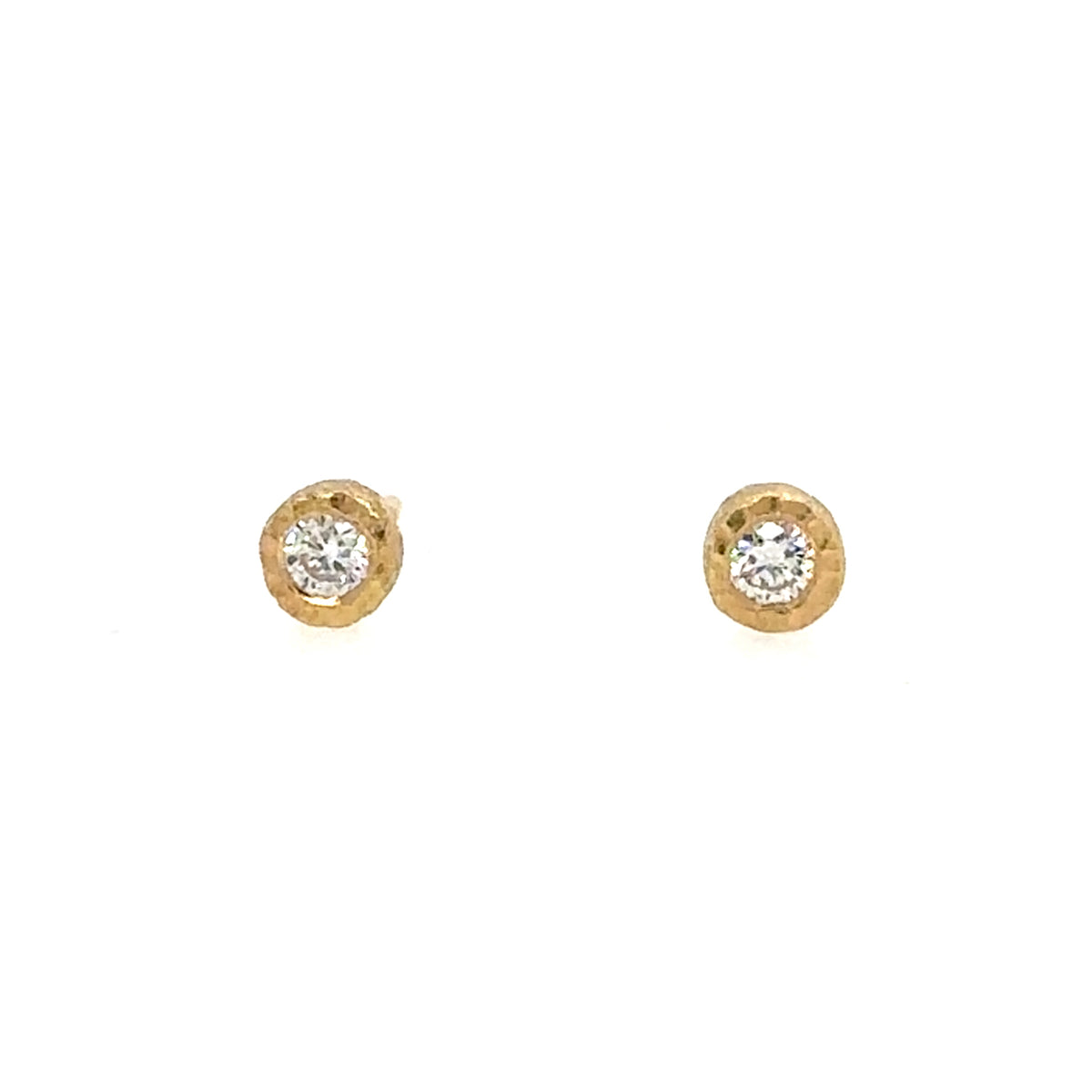 18k Textured Bezel Diamond Studs