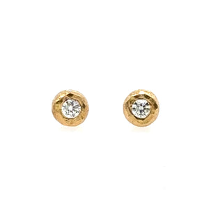18k Textured Bezel Diamond Studs