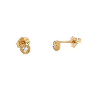 18k Textured Bezel Diamond Studs