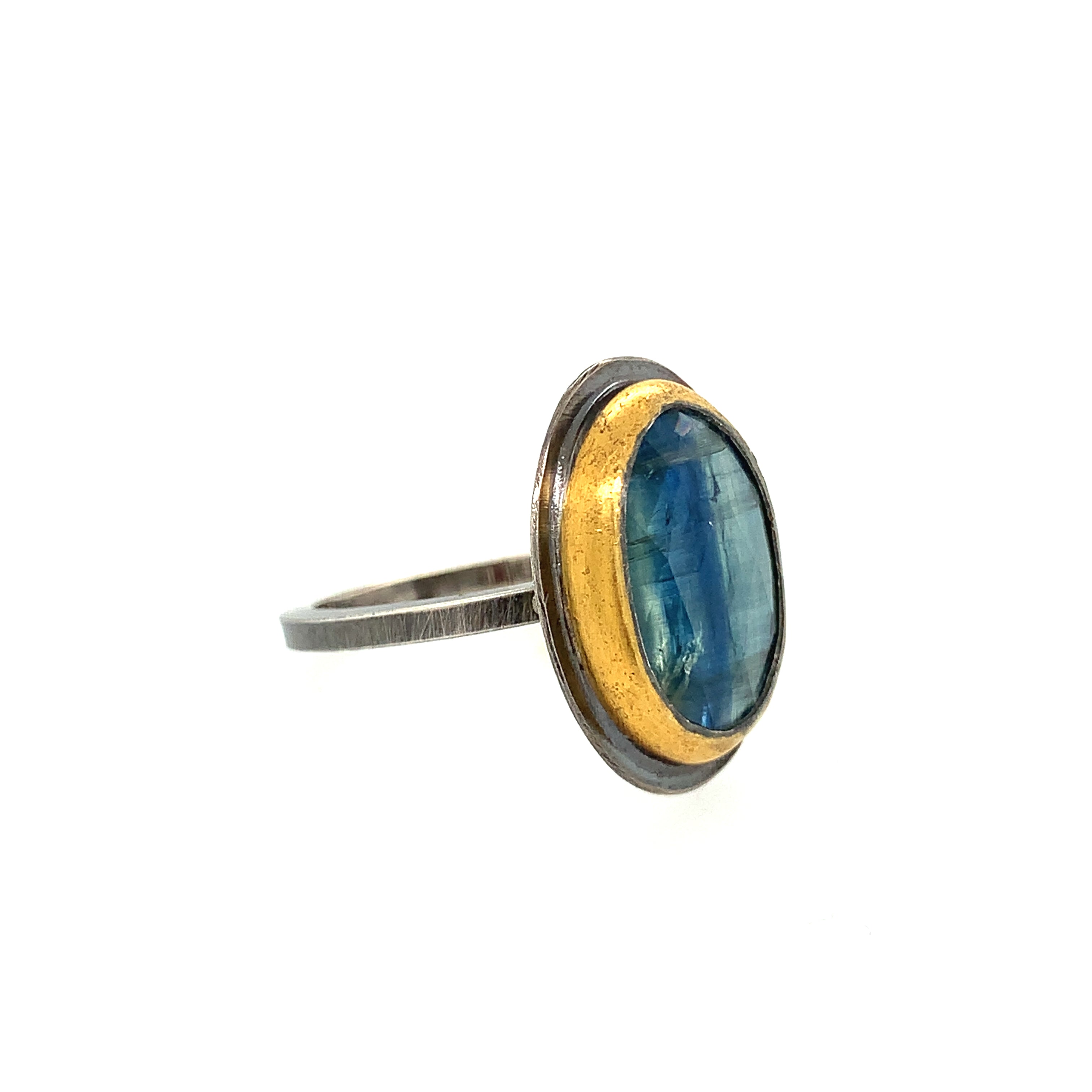 Bi-Colored Kyanite Ring (SS/24k)