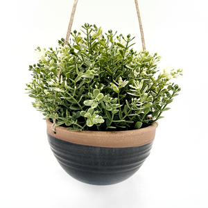 Large Grooved Hanging Planter - Black