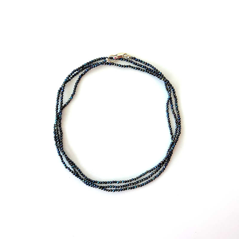 30" Seed Bead Necklace - Iridescent Black Spinel