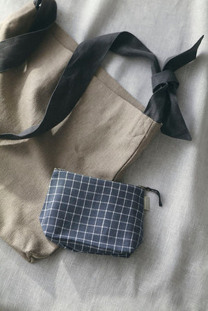 Zip Pouch - Navy Blue Gingham
