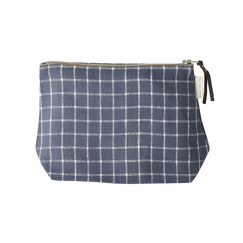 Zip Pouch - Navy Blue Gingham