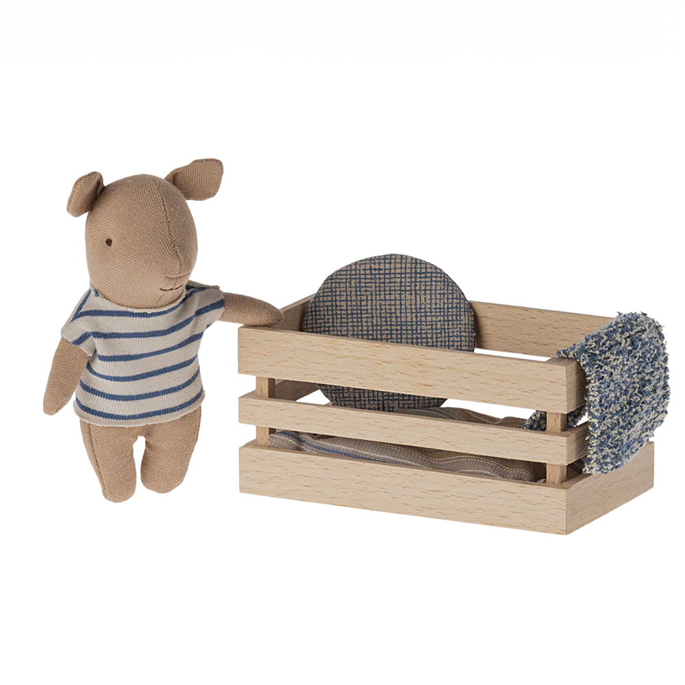 Baby Pig in Wooden Crate - Boy