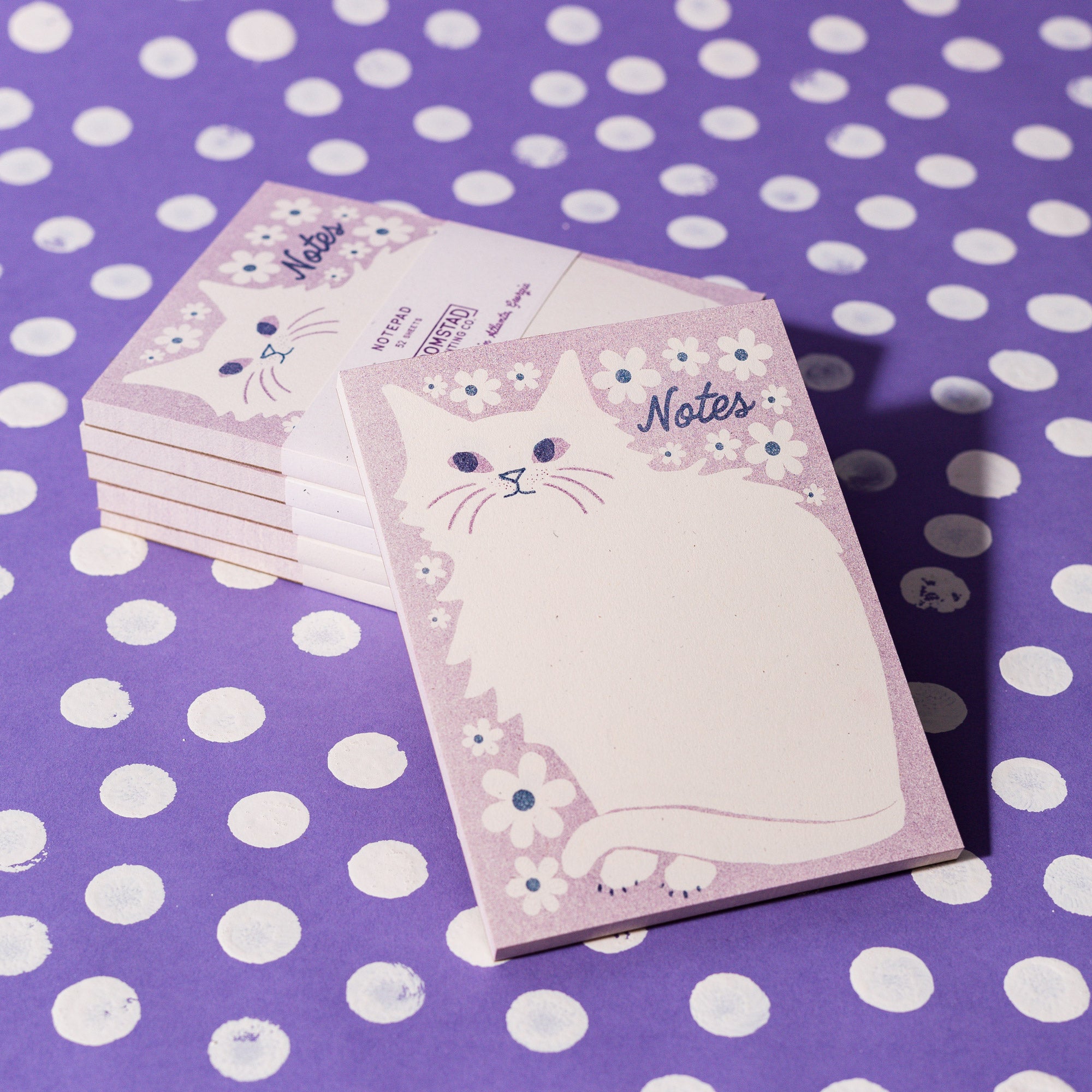 Lavender Floral Cat Notepad