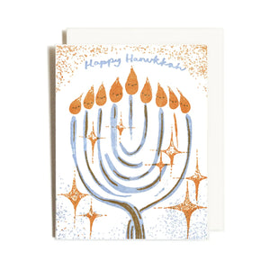 Happy Hanukkah Orange Candlelight Card