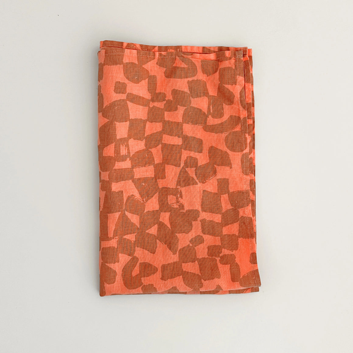 Coral Organic Checker Tea Towel