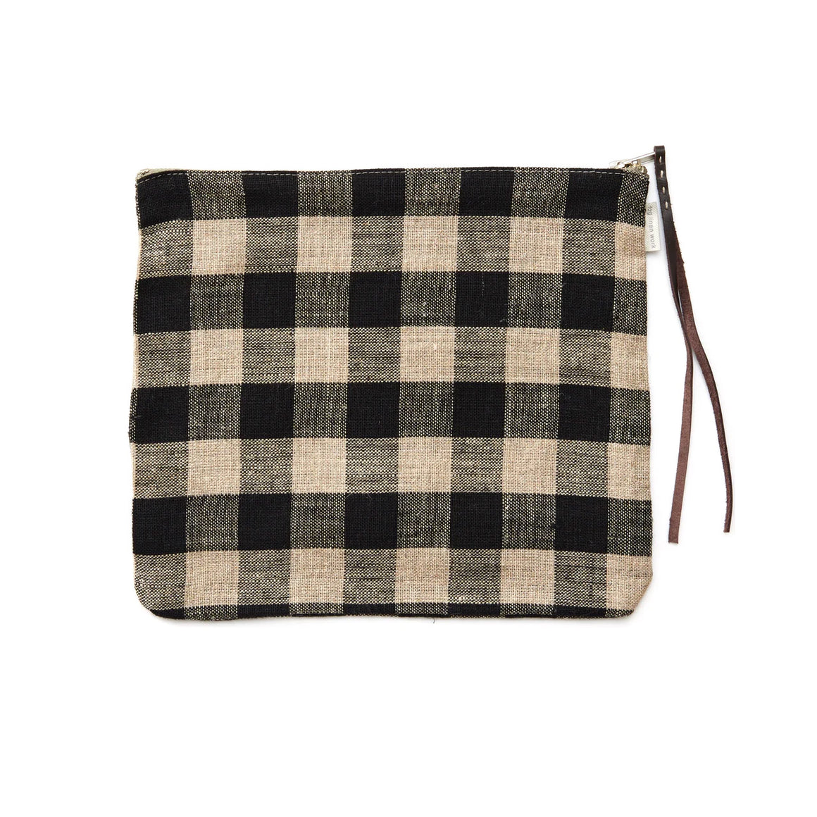 Linen "Canna" Pouch in Black Plaid