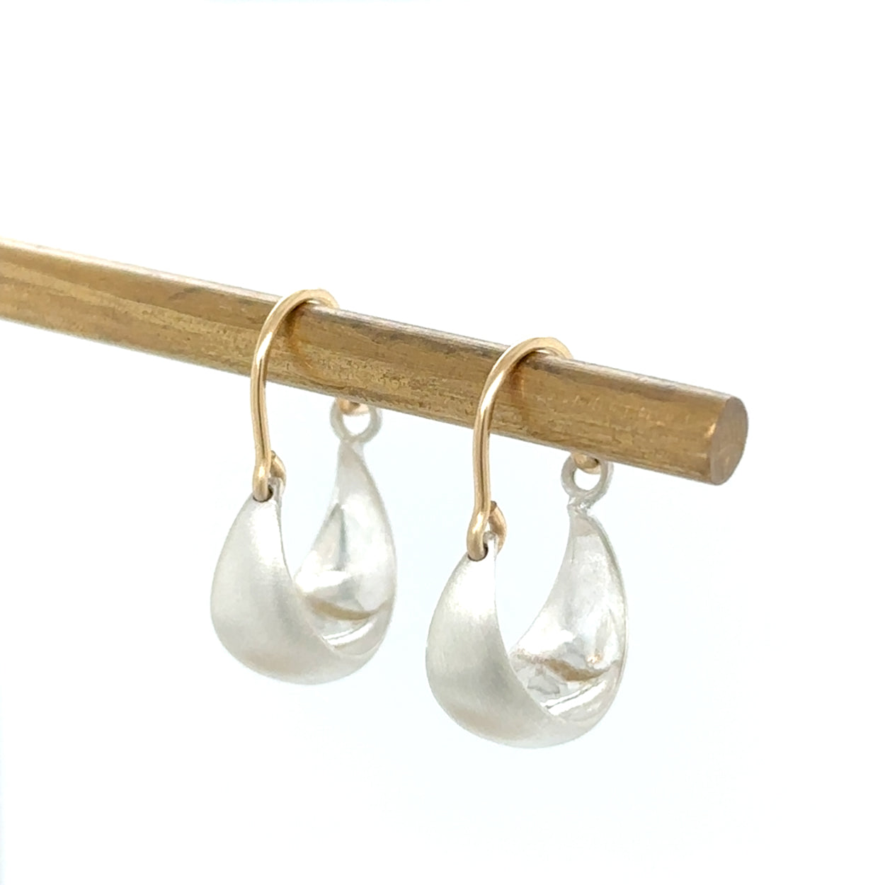 Mixed Metal Small Half Moon Hoop Earrings