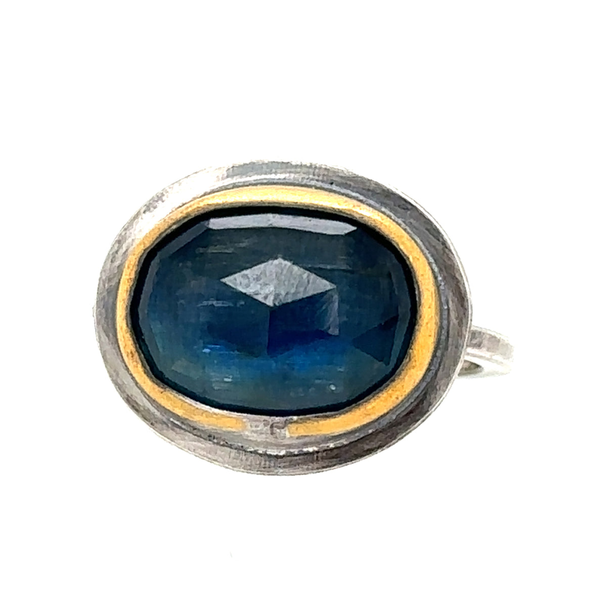 Cerulean Blue Kyanite Keum-Boo Rim Ring