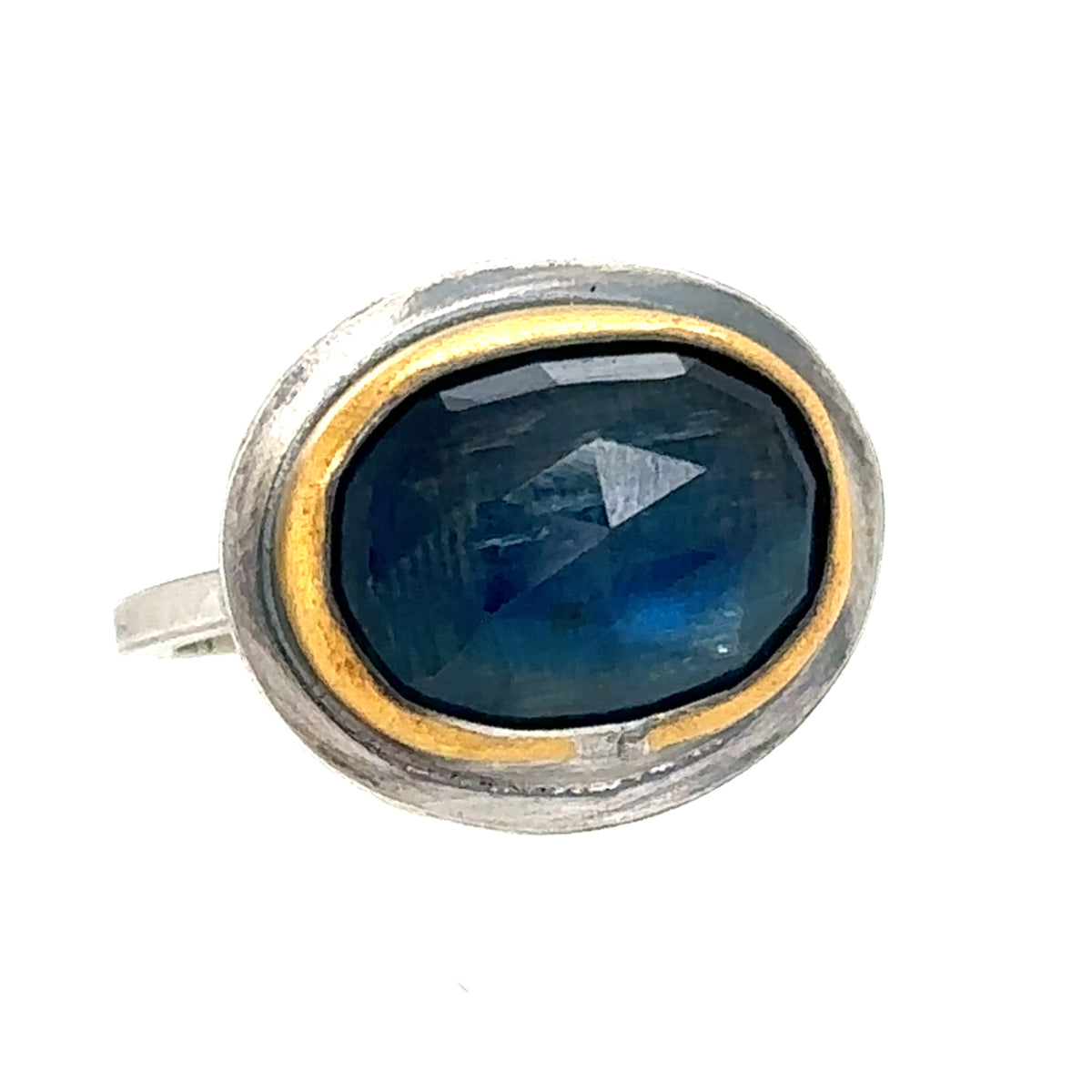 Cerulean Blue Kyanite Keum-Boo Rim Ring