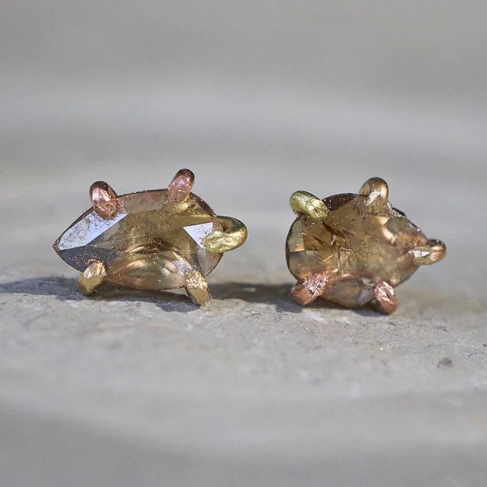 Champagne Rose Cut Diamond Studs
