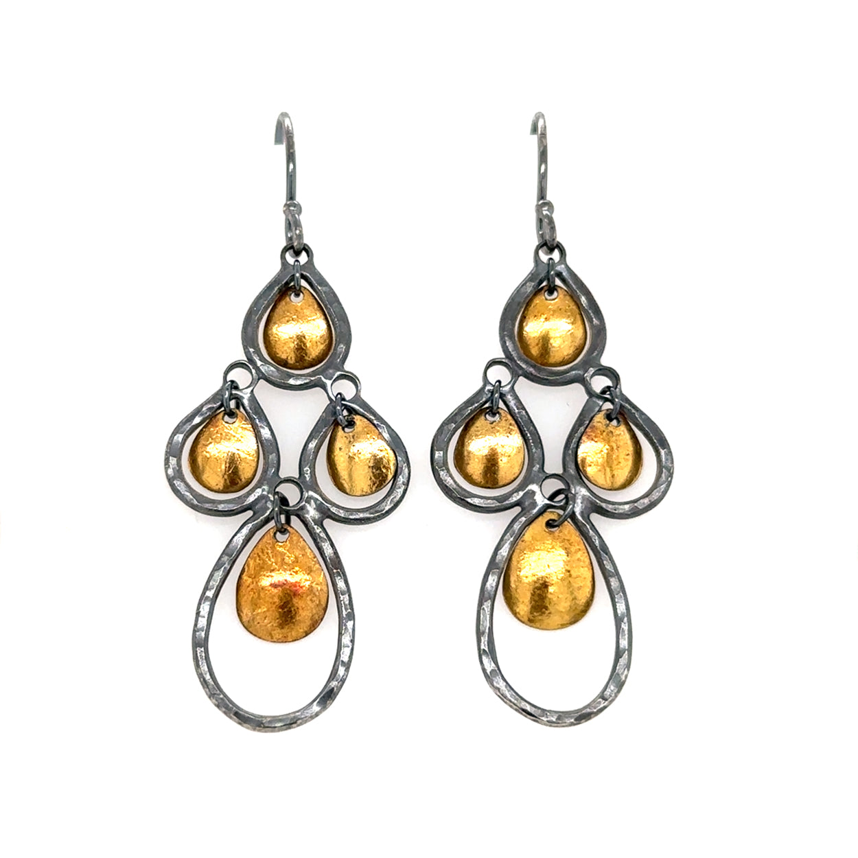 Mixed Metal Droplet Chandelier Earrings