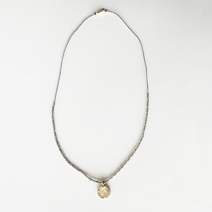 17" Seed Bead Necklace - Grey + Mystic Labradorite