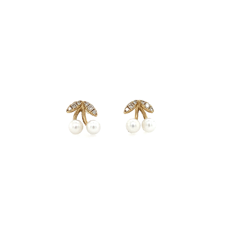 ** Pearl + Diamond Cherry Studs **
