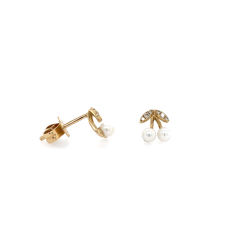 ** Pearl + Diamond Cherry Studs **