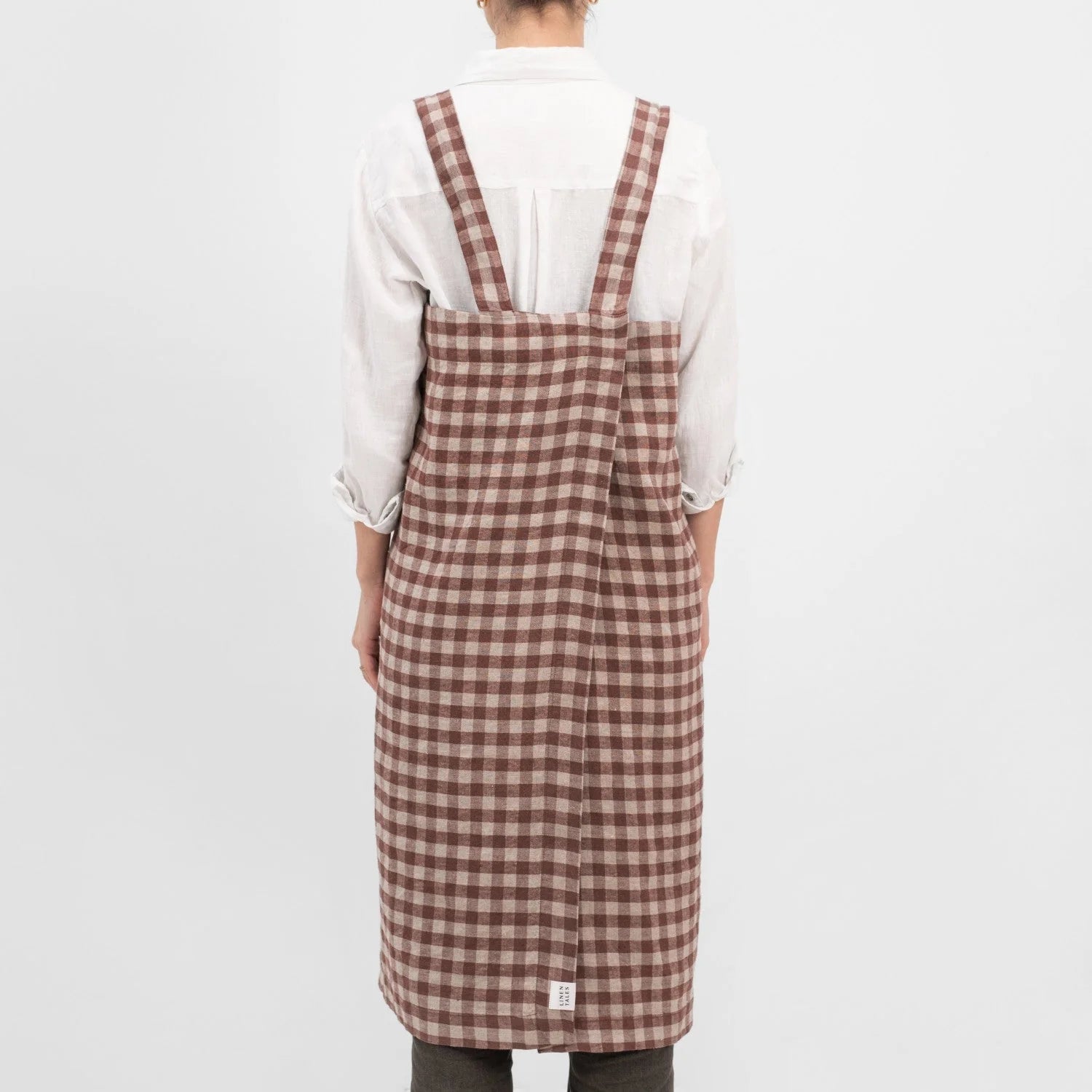 Linen Tales Pinafore Apron - Gingham Chocolate