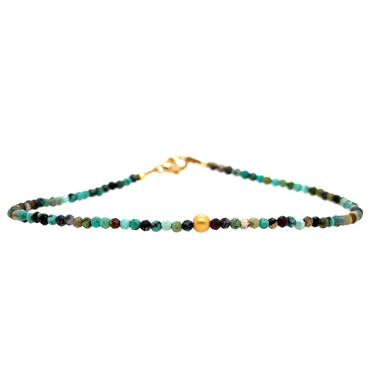 Chrysocolla + 18k Round Bead Strand Bracelet