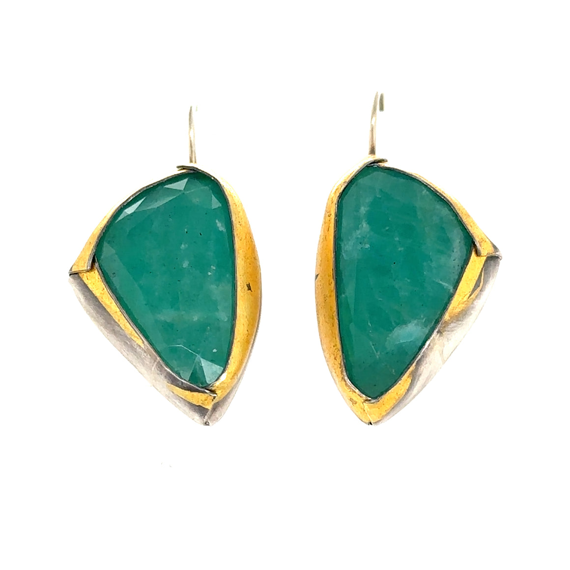 Latching Chrysoprase Large Keum-Boo Earrings