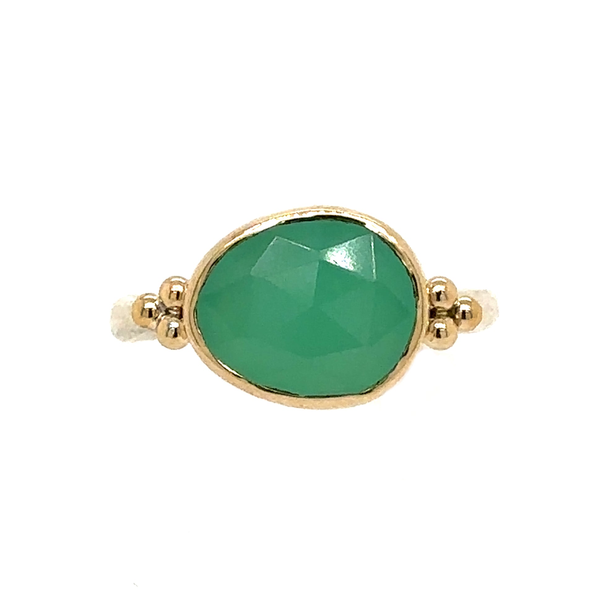 Chrysoprase + Bead Trio Ring