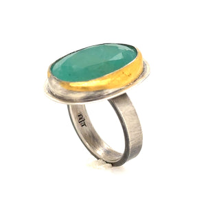 Large Chrysoprase Keum-Boo Ring