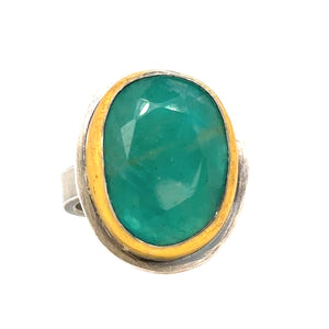 Large Chrysoprase Keum-Boo Ring