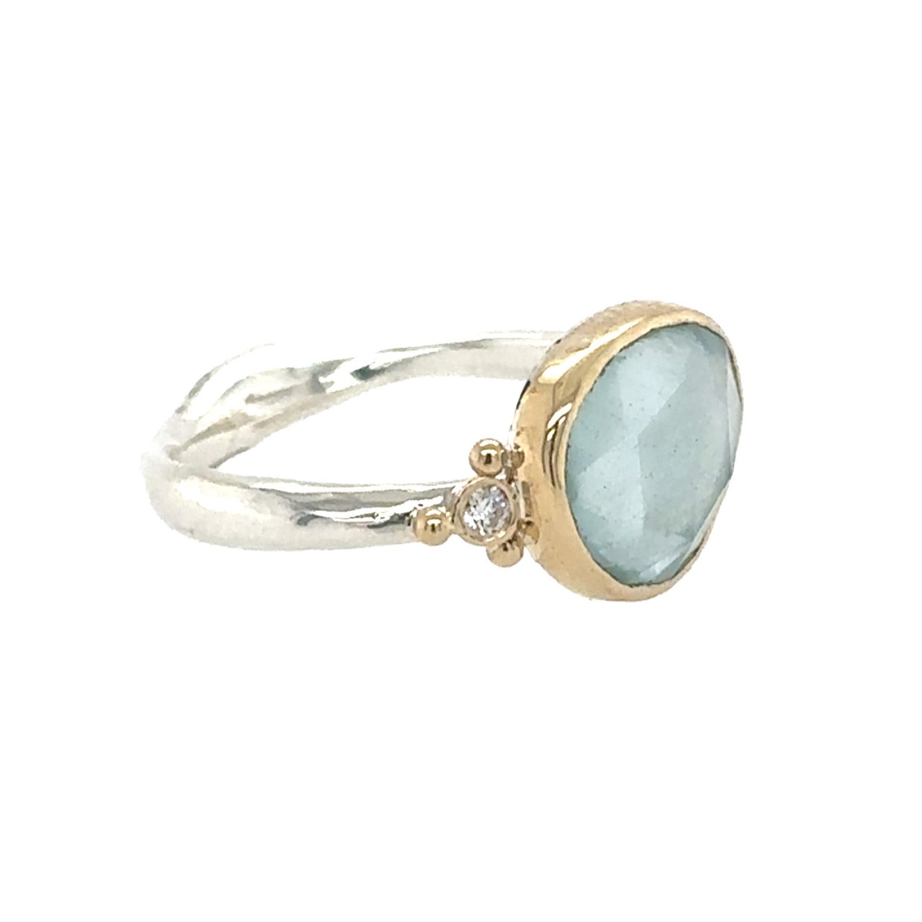 Cinderella Aquamarine Ring with Diamonds