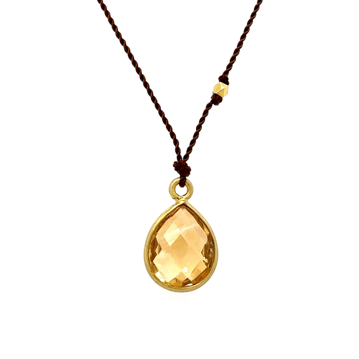 Citrine 18k Bezel Cord Necklace