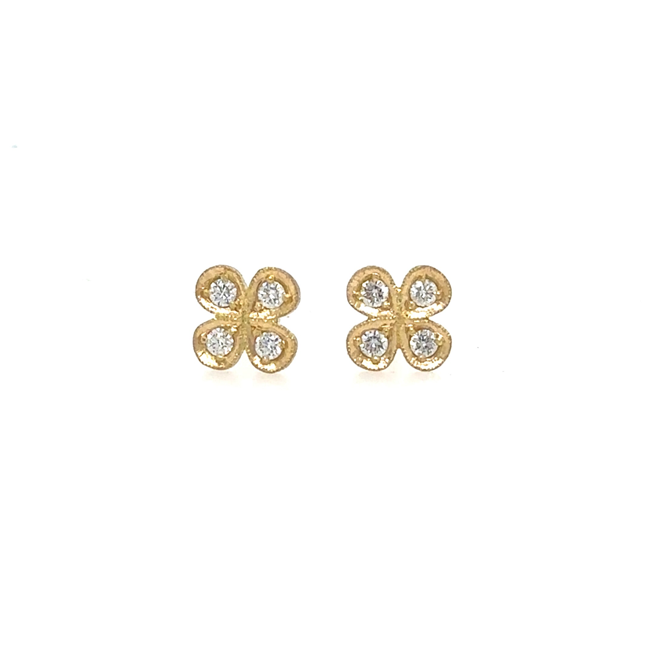 18k Lucky Four Leaf Clover Studs