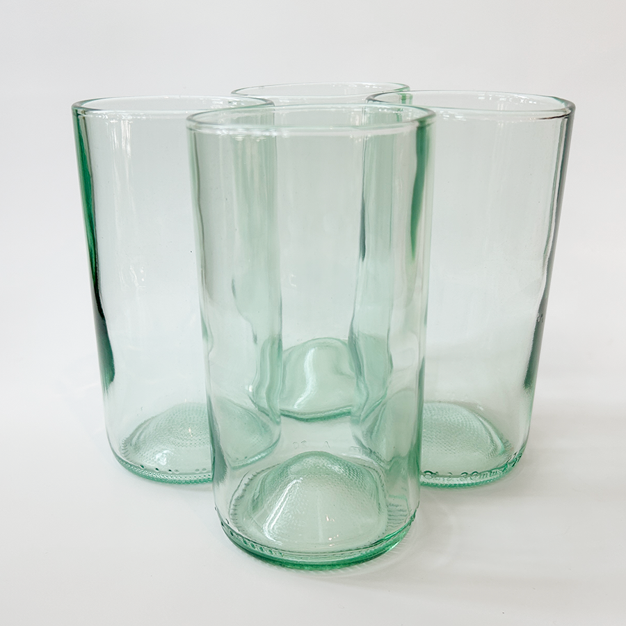 Green Wine bottle 16 OZ Drinking Glasses - Up-cycled Tumblers SET OF 2