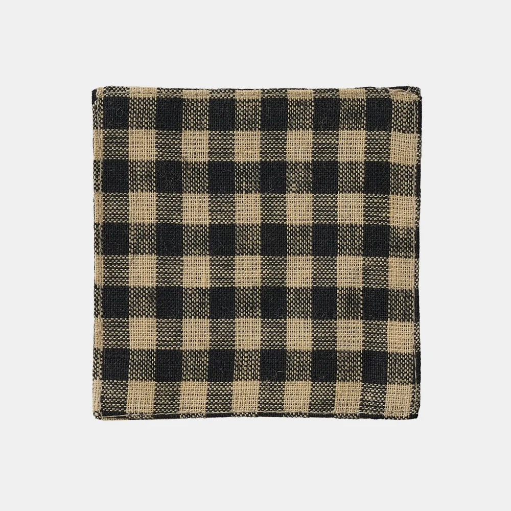 Fog Linen Coasters (Black/Natural Gingham)
