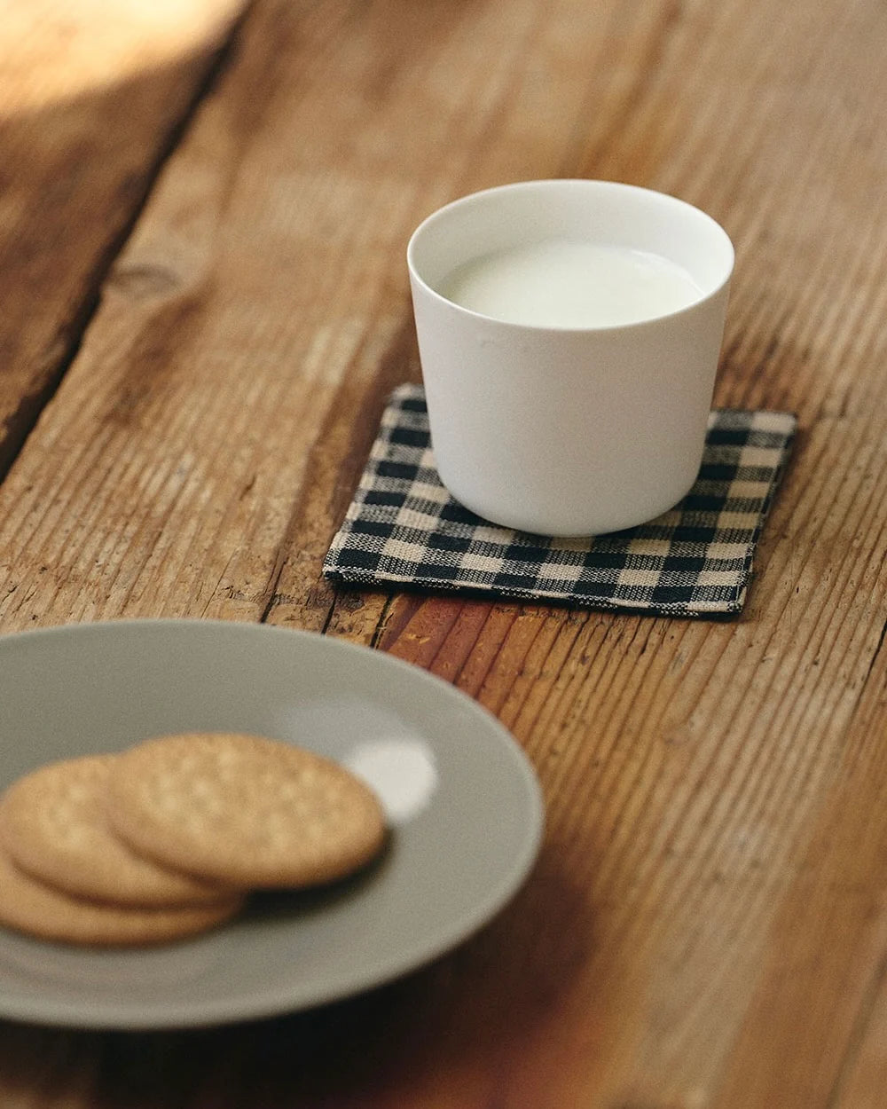 Fog Linen Coasters (Black/Natural Gingham)