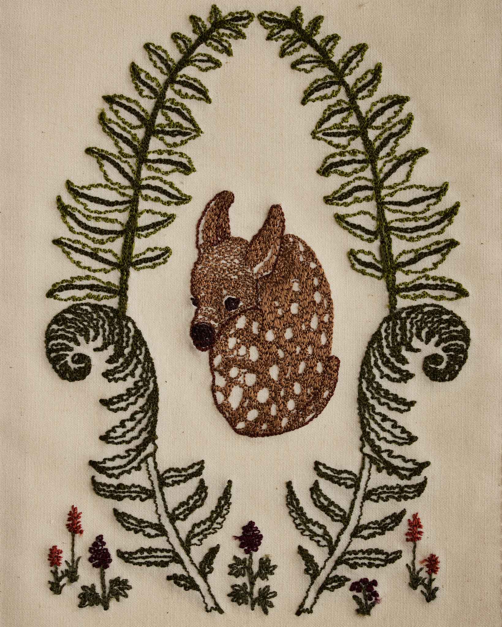 Fawn in Ferns Embroidered Card